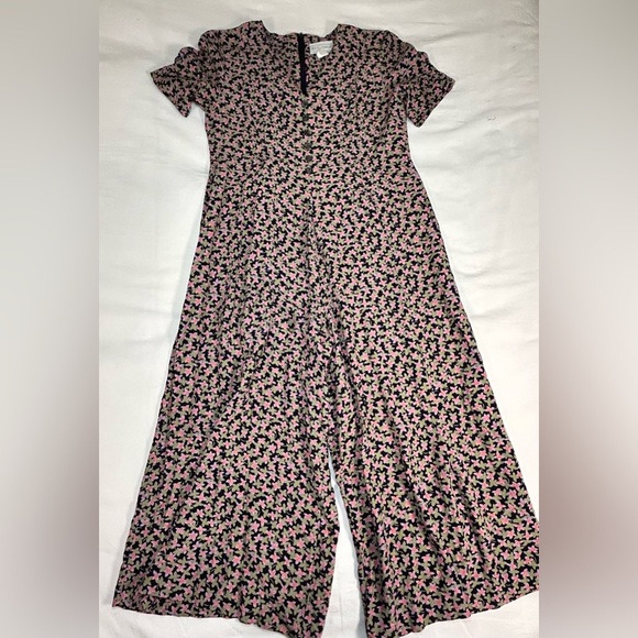 E.D. Michaels 90’s Floral Romper Short Sleeve Wide Leg Cottage-core Size Small - Picture 1 of 10